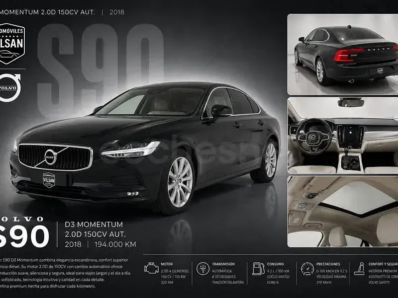 Usado Volvo S90 Momentum 150 CV (110 kW) 2018 Negro Berlina