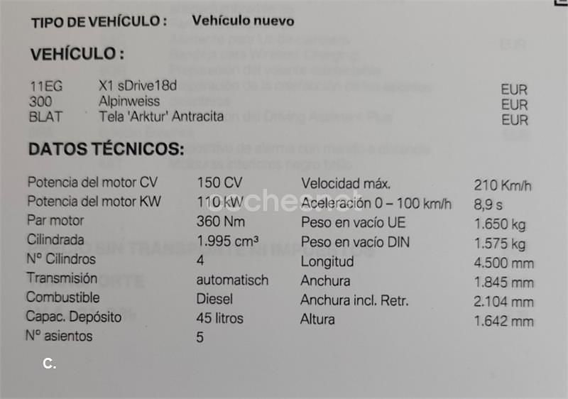 Usado BMW X1 150 CV (110 kW) 2022 Blanco SUV