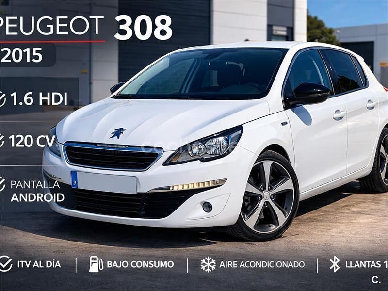 Usado Peugeot 308 Style 120 CV (88 kW) 2015 Blanco Berlina