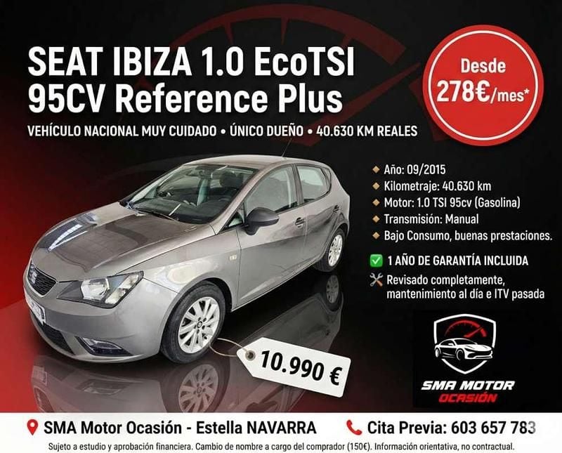 Usado Seat Ibiza Reference 95 CV (69 kW) 2015 Gris / plata Berlina