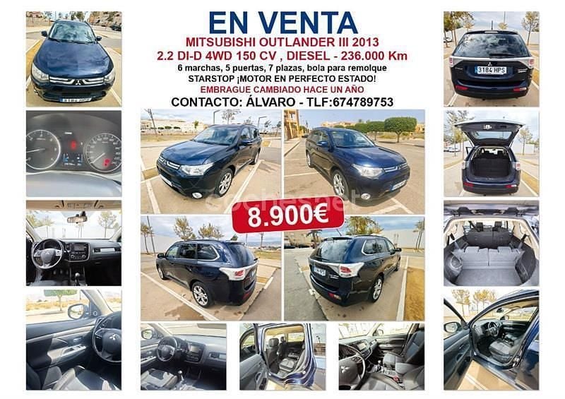 Azul Usado 2013 Mitsubishi Outlander Motion SUV | 8900 € (Precio justo) - Imagen 1/4