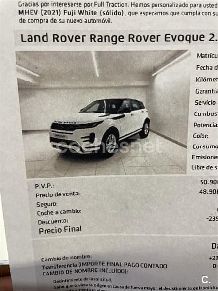 Blanco Usado 2021 Land Rover Range Rover evoque R-Dynamic SUV | 28.900 € (Super precio) - Imagen 1/1