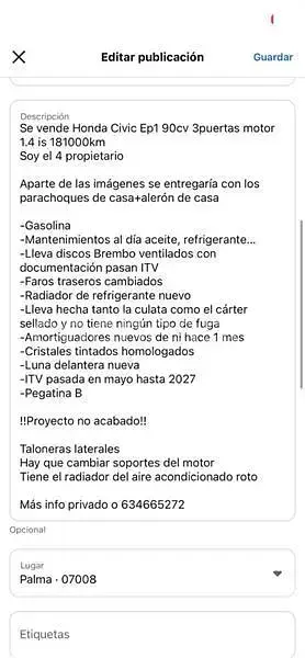 Usado Honda Civic LS 90 CV (66 kW) 2002 Gris / plata Berlina