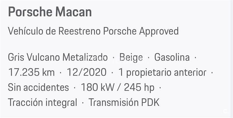Usado Porsche Macan 245 CV (180 kW) 2020 Gris / plata SUV