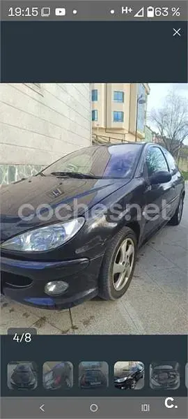 Usado Peugeot 206 90 CV (66 kW) 2002 Negro Berlina