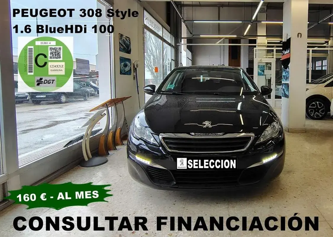 Usado Peugeot 308 Active 99 CV (72 kW) 2016 Negro Utilitario