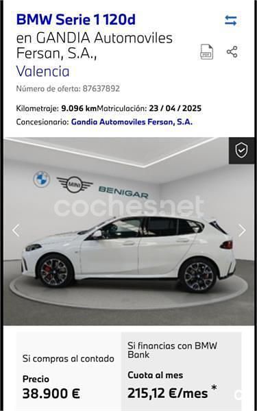 Usado BMW 120 M Sport 163 CV (119 kW) 2025 Blanco Utilitario