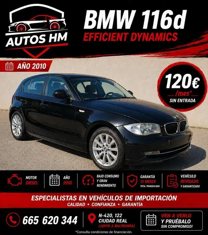 Brugt BMW 116 116 HK (85 kW) 2010 Sort Hatchback
