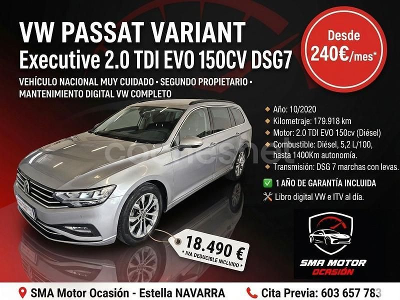 Usado VW Passat Executive 150 CV (110 kW) 2020 Plateado Familiar