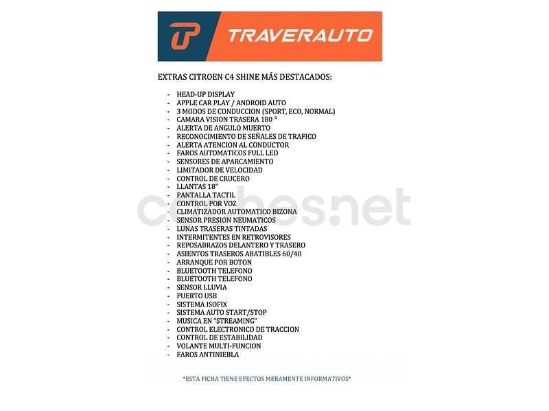 Usado Citroën C4 Shine 130 CV (95 kW) 2022 Negro Berlina