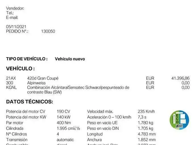 Käytetty BMW 420 Comfort Edition 190 HP (139 kW) 2022 Valkoinen Coupe - kaksiovinen