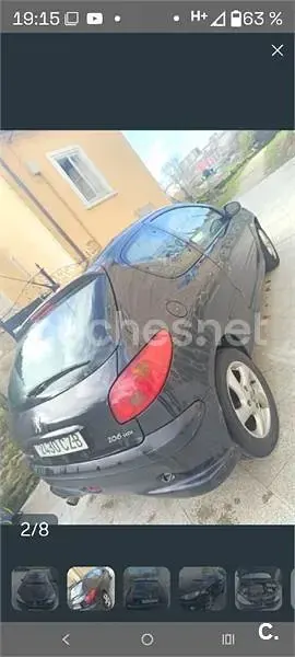 Usado Peugeot 206 90 CV (66 kW) 2002 Negro Berlina
