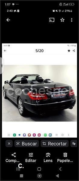 Usado Mercedes E350 Avantgarde 265 CV (194 kW) 2013 Negro Descapotable