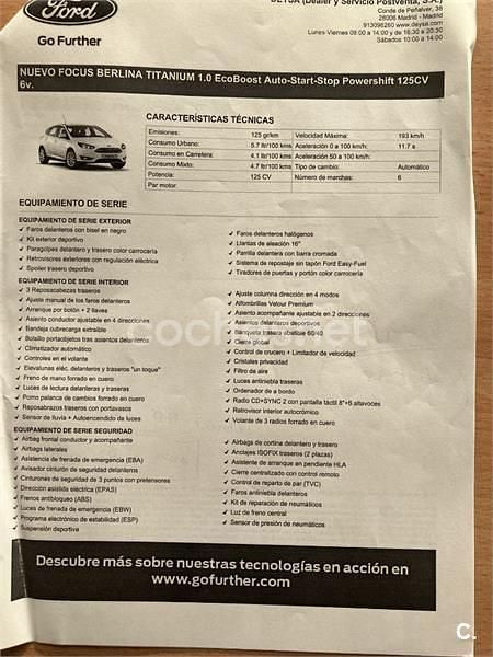 Usado Ford Focus Titanium 125 CV (91 kW) 2016 Blanco Berlina