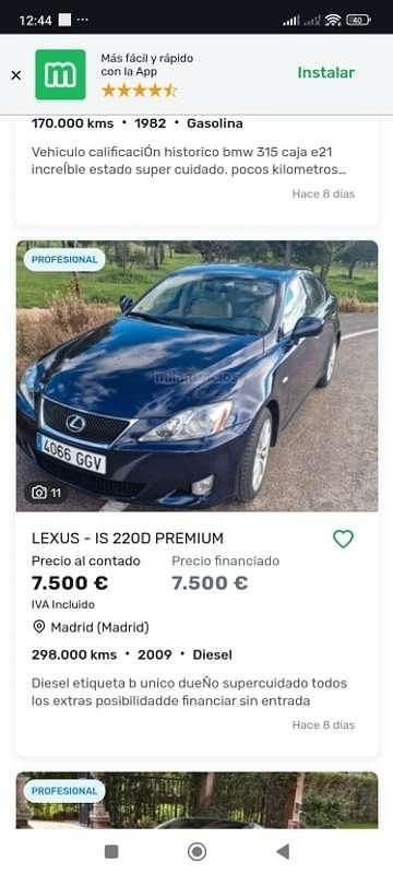 Azul Usado 2009 Lexus IS220d Berlina | 7500 € (Un poco caro) - Imagen 1/2