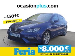Azul Usado 2018 Seat Leon FR Familiar | 16.850 € (Precio justo)