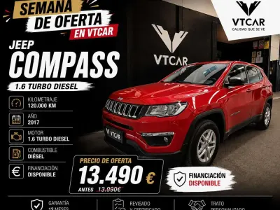 Usado Jeep Compass Sport 120 CV (88 kW) 2017 Rojo SUV