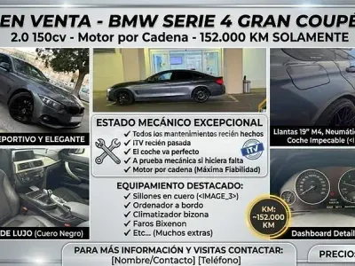 Usado BMW 418 Gran Coupé 150 CV (110 kW) 2017 Gris / plata Coupe