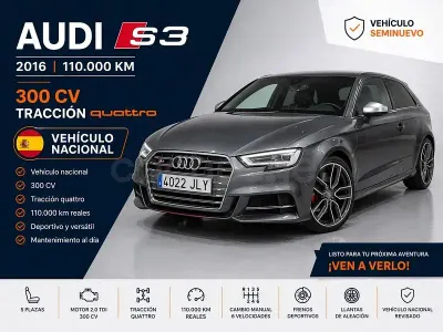Usado Audi A3 Premium 300 CV (220 kW) 2016 Gris / plata Berlina