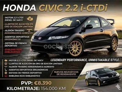 Usado Honda Civic Type S 140 CV (102 kW) 2008 Negro Berlina