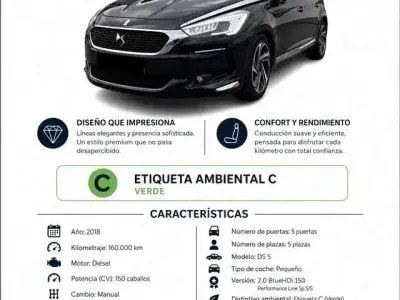 Usado DS Automobiles DS5 Performance 150 CV (110 kW) 2018 Azul Utilitario
