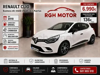 Usado Renault Clio IV Business 75 CV (55 kW) 2018 Blanco Berlina