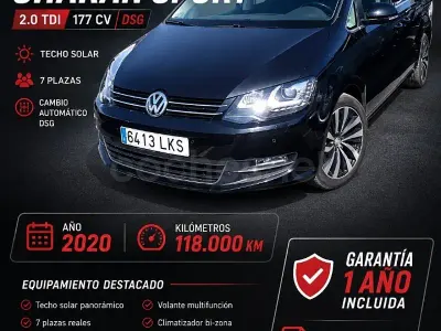 Usado VW Sharan Sportline 177 CV (130 kW) 2020 Negro Monovolumen