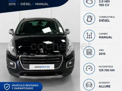 Usado Peugeot 3008 Allure 150 CV (110 kW) 2015 Negro Familiar