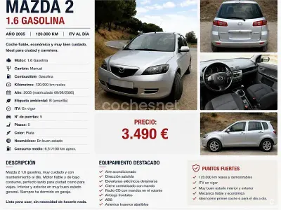 Usado Mazda 2 Sportive 100 CV (73 kW) 2005 Gris / plata Utilitario