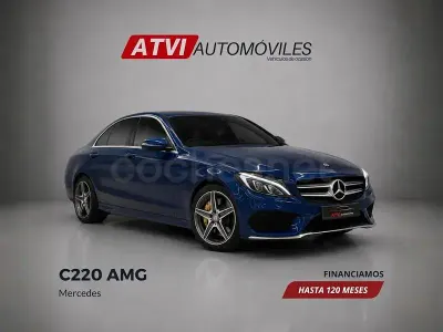 Usado Mercedes C220 AMG line 170 CV (125 kW) 2014 Azul Berlina