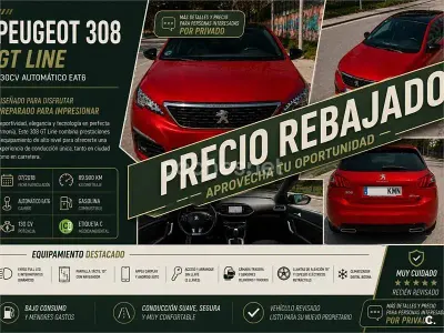 Usado Peugeot 308 GT-line 130 CV (95 kW) 2018 Rojo Berlina