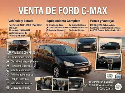 Usado Ford C-MAX Trend 115 CV (84 kW) 2008 Negro Monovolumen