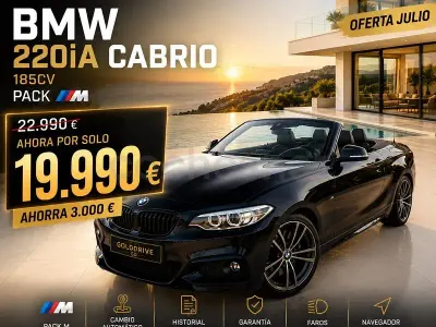 Usado BMW 220 Comfort Edition 184 CV (135 kW) 2018 Negro Descapotable