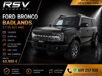 Usado Ford Bronco 335 CV (246 kW) 2025 Negro SUV