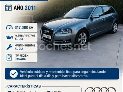 Usado Audi A3 Ambiente 105 CV (77 kW) 2011 Gris / plata Utilitario