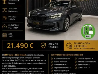 Usado BMW 118 Comfort Edition 150 CV (110 kW) 2020 Gris
