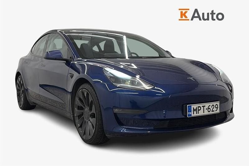 Sininen Käytetty 2022 Tesla Model 3 Performance Sedan | 25 880 € (Hyvä tarjous) - Kuva 1/4