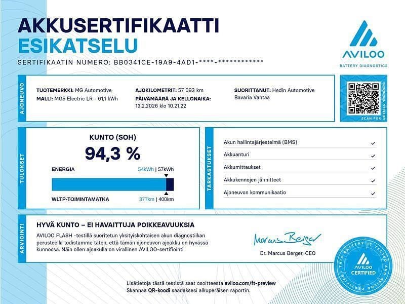 Käytetty MG MG5 EV Luxury 114 kW (156 HP) 2022 Farmari
