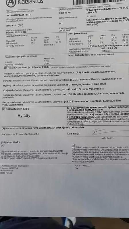 Käytetty Volvo V50 Standard 155 HP (114 kW) 2010 Musta Farmari