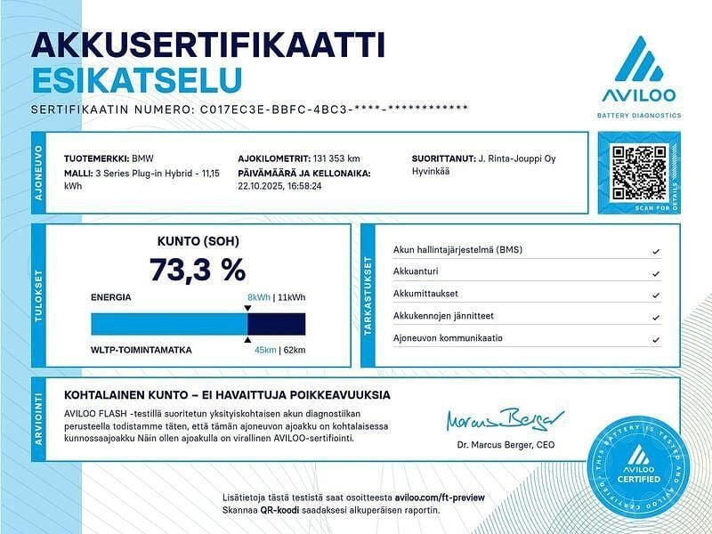 Käytetty BMW 330e 292 HP (214 kW) 2020 Sedan
