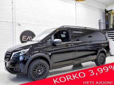 käytetty Mercedes Vito 119CDI 4x4-3,2/34K pitkä A3 A EAV-edition / K.webasto / Peruutuskamera / Adapt.vakkari / ILS / Navigointi / Carplay/Androidauto / Koukku / ym.ym.