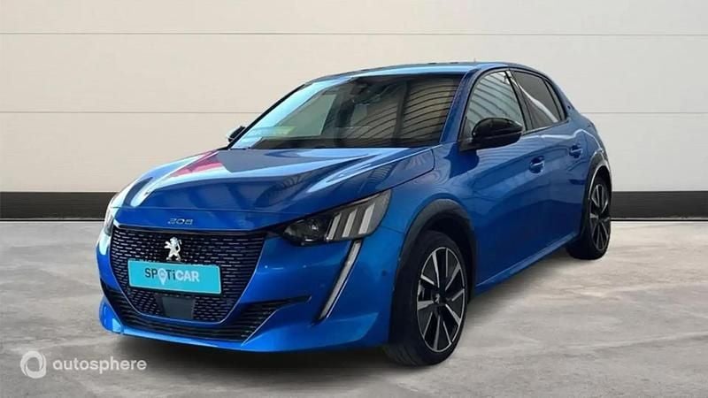 Bleu Utilisé 2021 Peugeot e-208 GT Citadine | 13 999 € (Bon prix) - Image 1/4