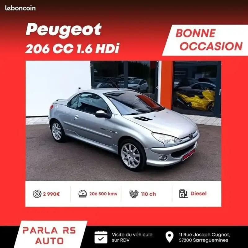 Gris Utilisé 2006 Peugeot 206 Cabriolet | 2 990 € (Prix cher) - Image 1/4