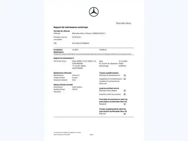 Occasion Mercedes V300 Avantgarde 2024 Noir obsidienne métallisé Monospace