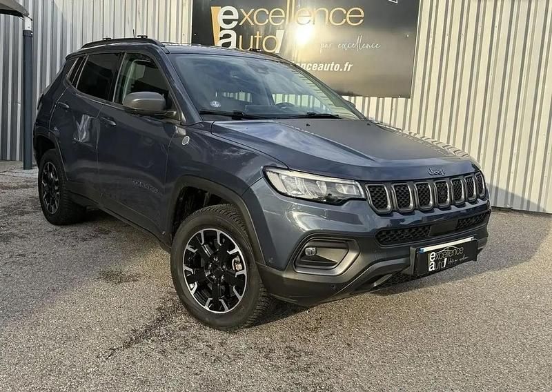 Bleu Occasion 2021 Jeep Compass Trailhawk SUV | 20 990 € (Prix assez cher) - Image 1/4