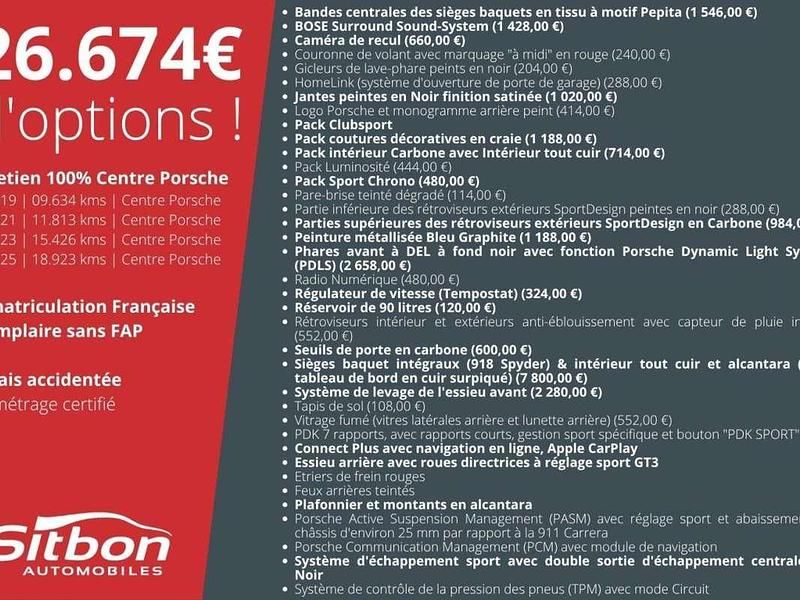 Occasion Porsche 911 GT3 500 ch (367 kW) 2017 Bleu Coupé