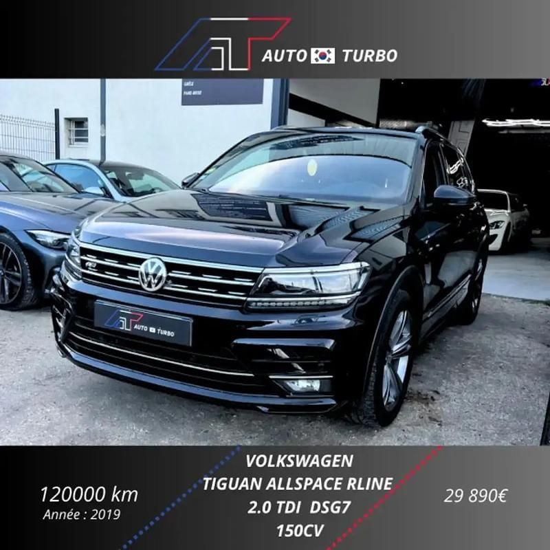 Noir Occasion 2019 VW Tiguan Allspace R-line SUV | 28 990 € (Prix juste) - Image 1/4