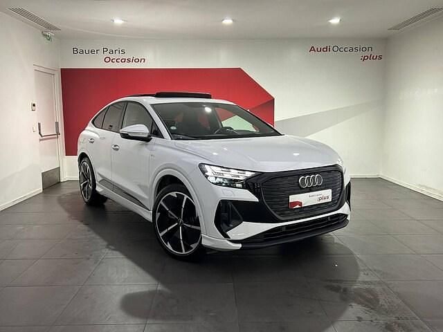 Blanc glacier metallise Occasion 2023 Audi Q4 Sportback e-tron S-Line SUV | 49 980 € (Prix assez cher) - Image 1/4
