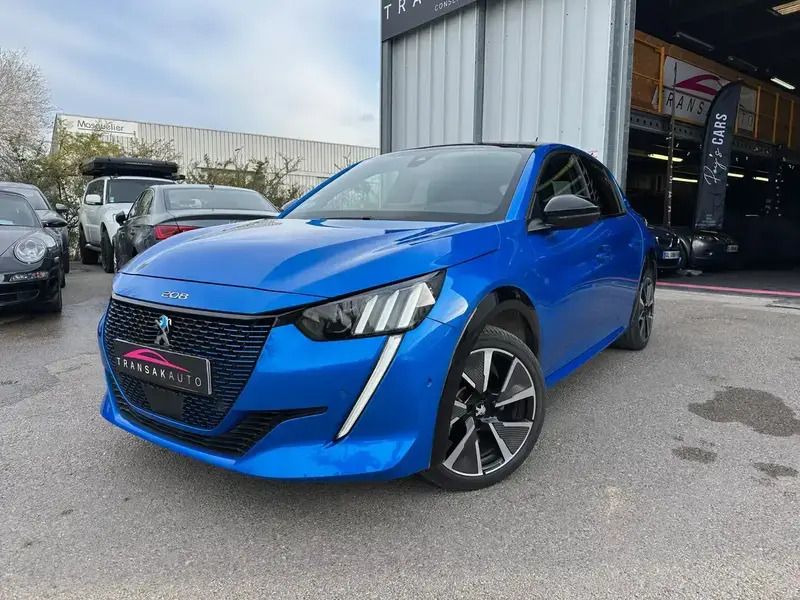 Bleu Utilisé 2020 Peugeot e-208 GT Citadine | 14 590 € (Bon prix) - Image 1/4