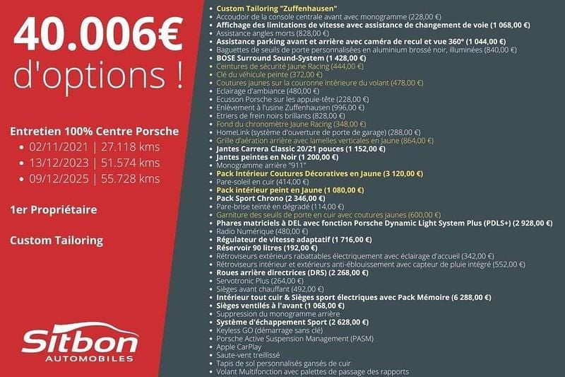 Occasion Porsche 911 Carrera S Cabriolet 451 ch (331 kW) 2019 Jaune Cabriolet